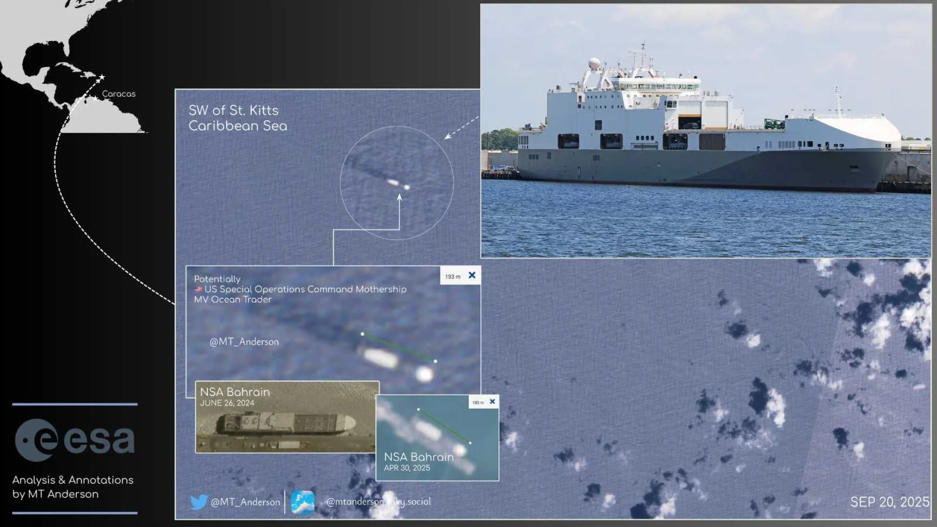 The US Navy has quietly deployed a converted cargo ship to support special forces in the Caribbean. Photo: Army Recognition.